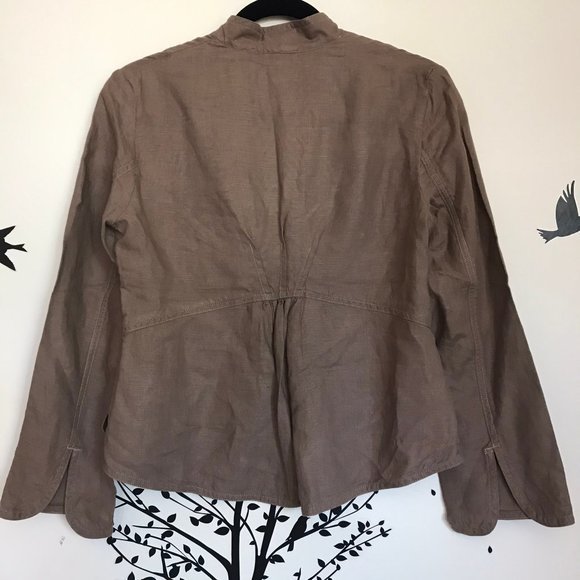 J. Jill 100% linen cropped jacket XS tan light brown button blazer top boxy fit - Picture 2 of 8